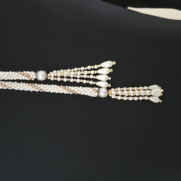 Faux Pearl Lariat Rope Cord Open End Necklace. - Picture 10 of 10